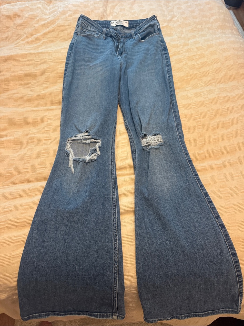 Hollister Medium Blue Distressed Flare Jeans